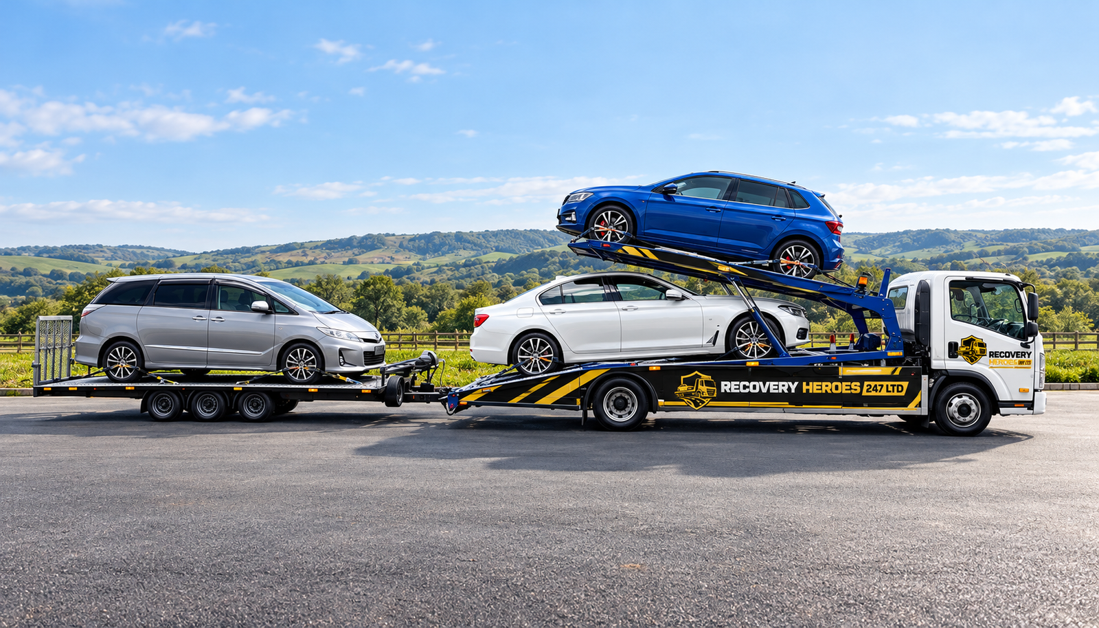 Vehicle transportation: digitally edited promotional photograph
